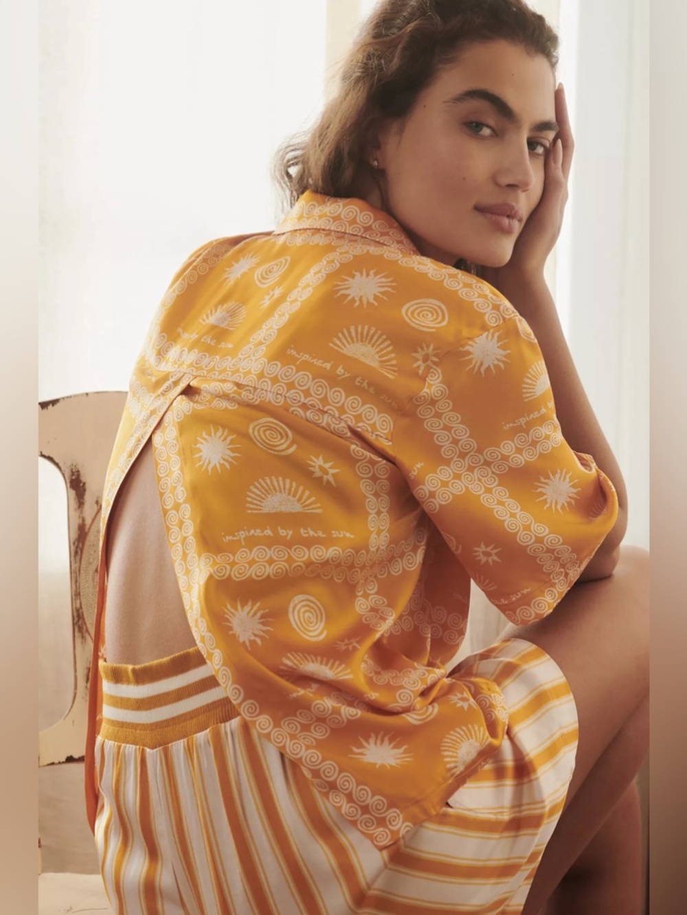 Anthropologie Agathe Marty Silky Multicolor Button Down Top Short Sleeve Size M